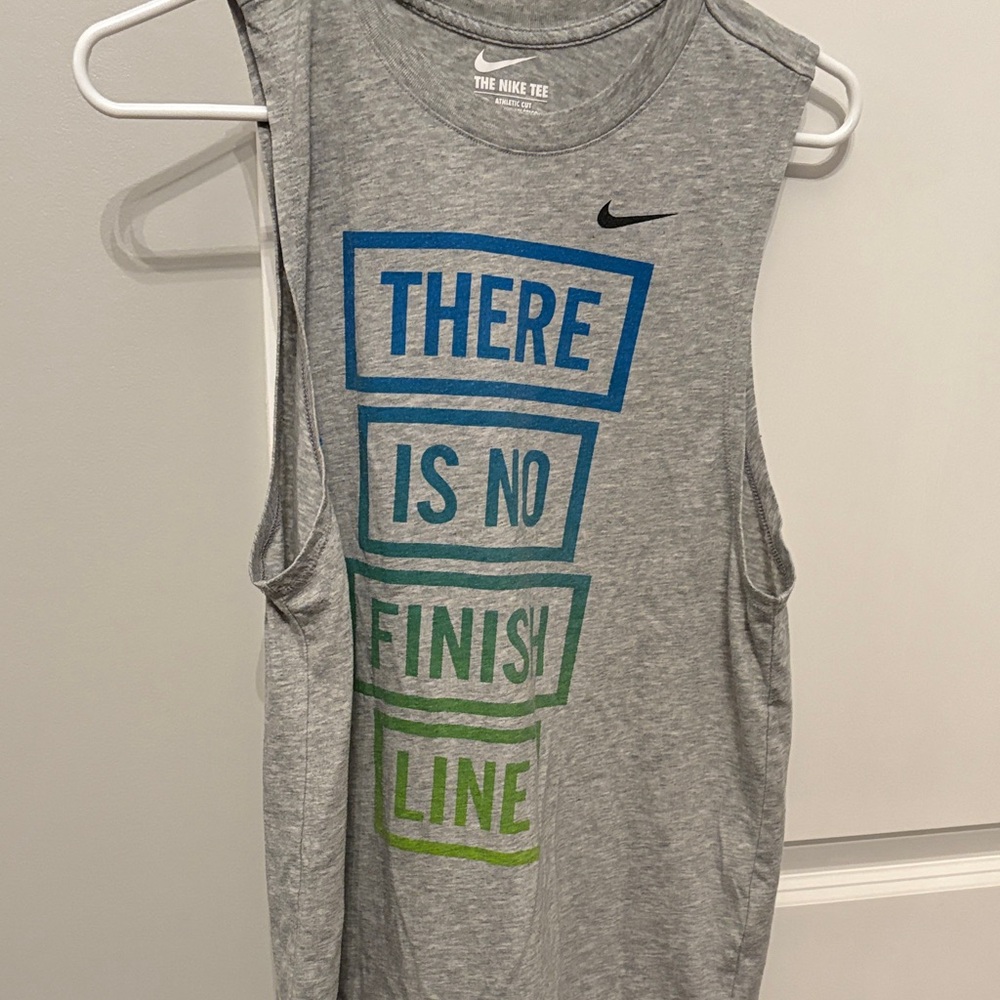 Nike Heather Gray Tank with Blue and Green Print